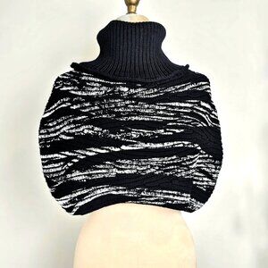 OHDD Italy Abstract Graphic Turtleneck Capelet Sweater